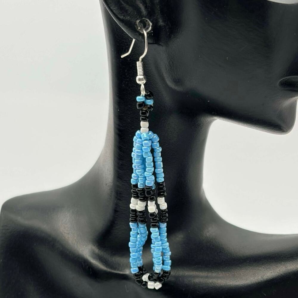 Blue & Black Western Beaded Earrings